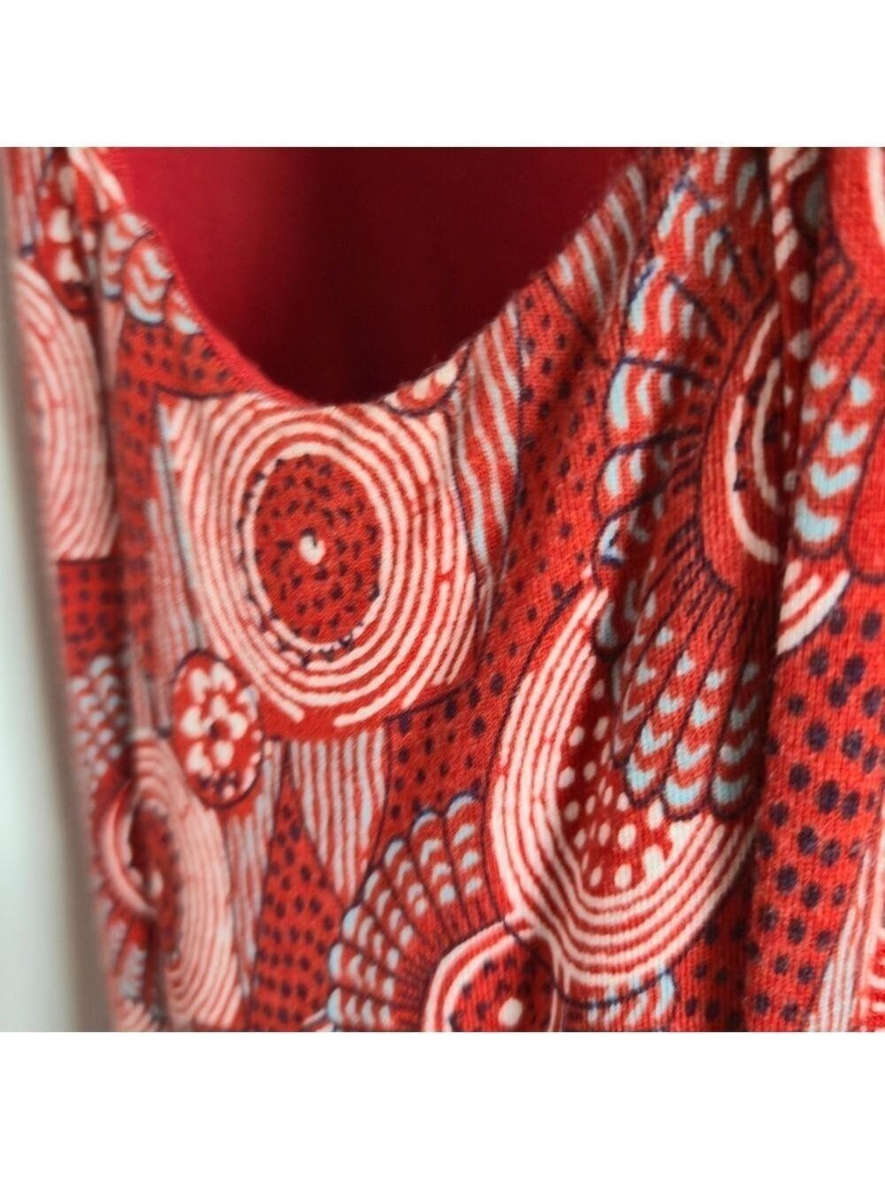 MAEVE (Anthropologie) Yvette Ruched Dress Women Geometric Design Rust Sz Large - Picture 6 of 13